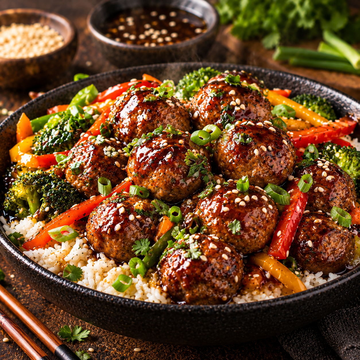 Boulettes de bœuf teriyaki