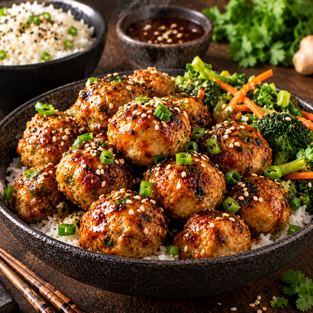 Boulettes de poulet soja-sésame
