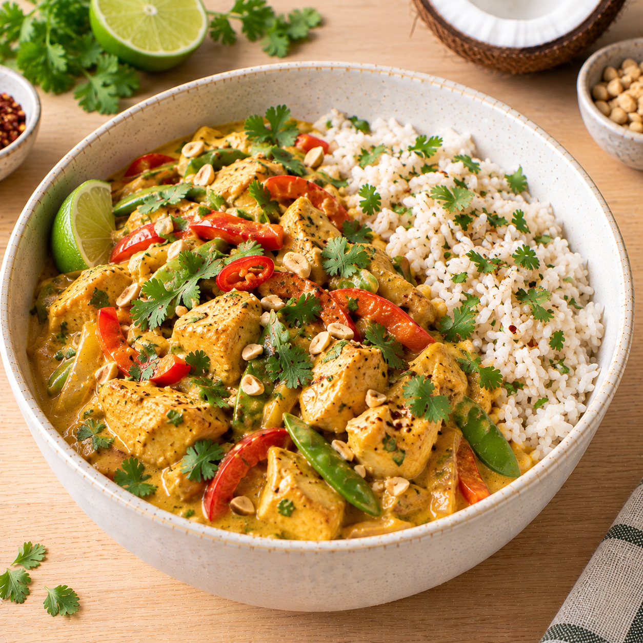 Bowl curry de poulet coco