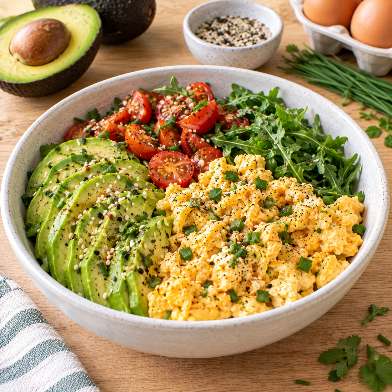 Bowl œufs brouillés & avocat