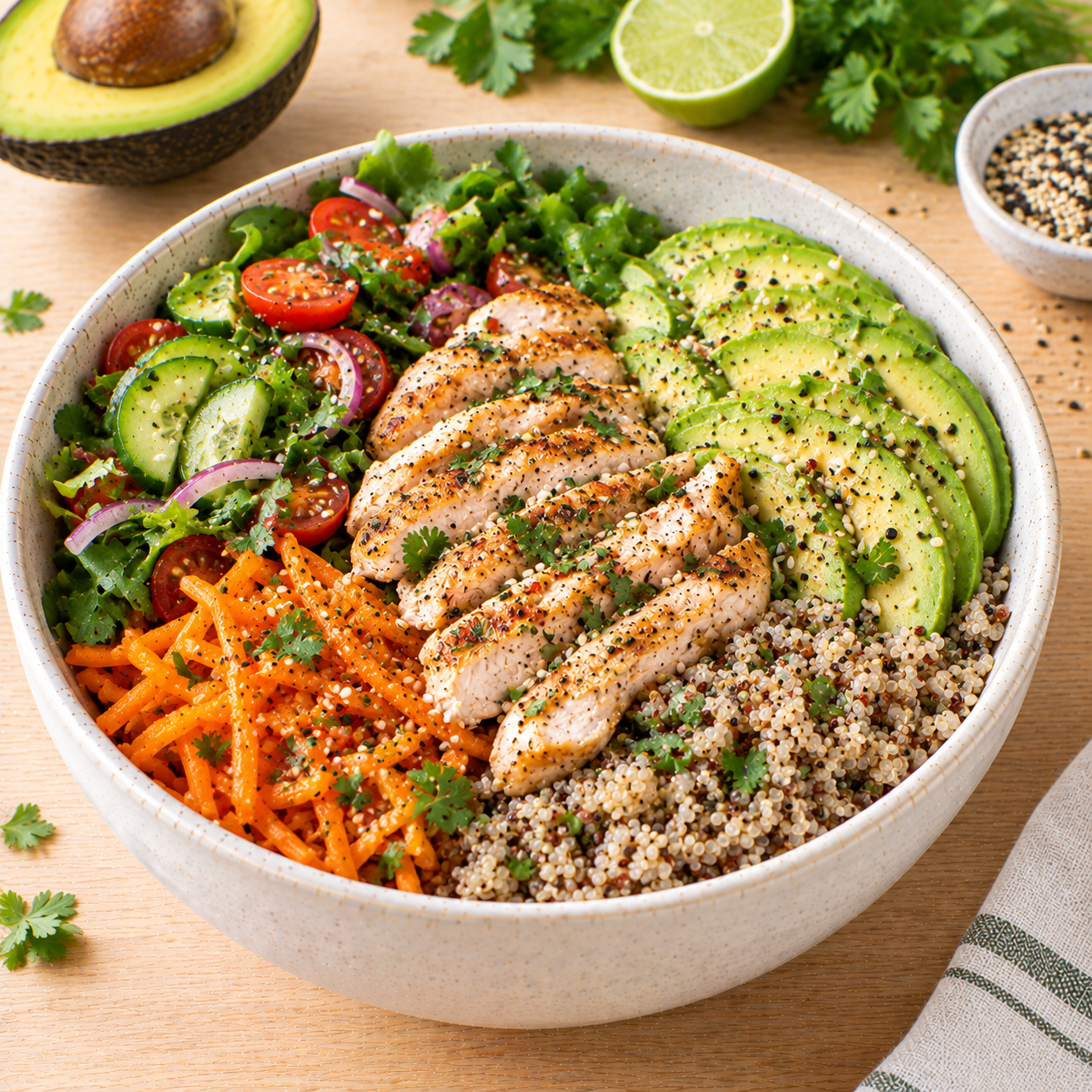 Bowl poulet-avocat-quinoa