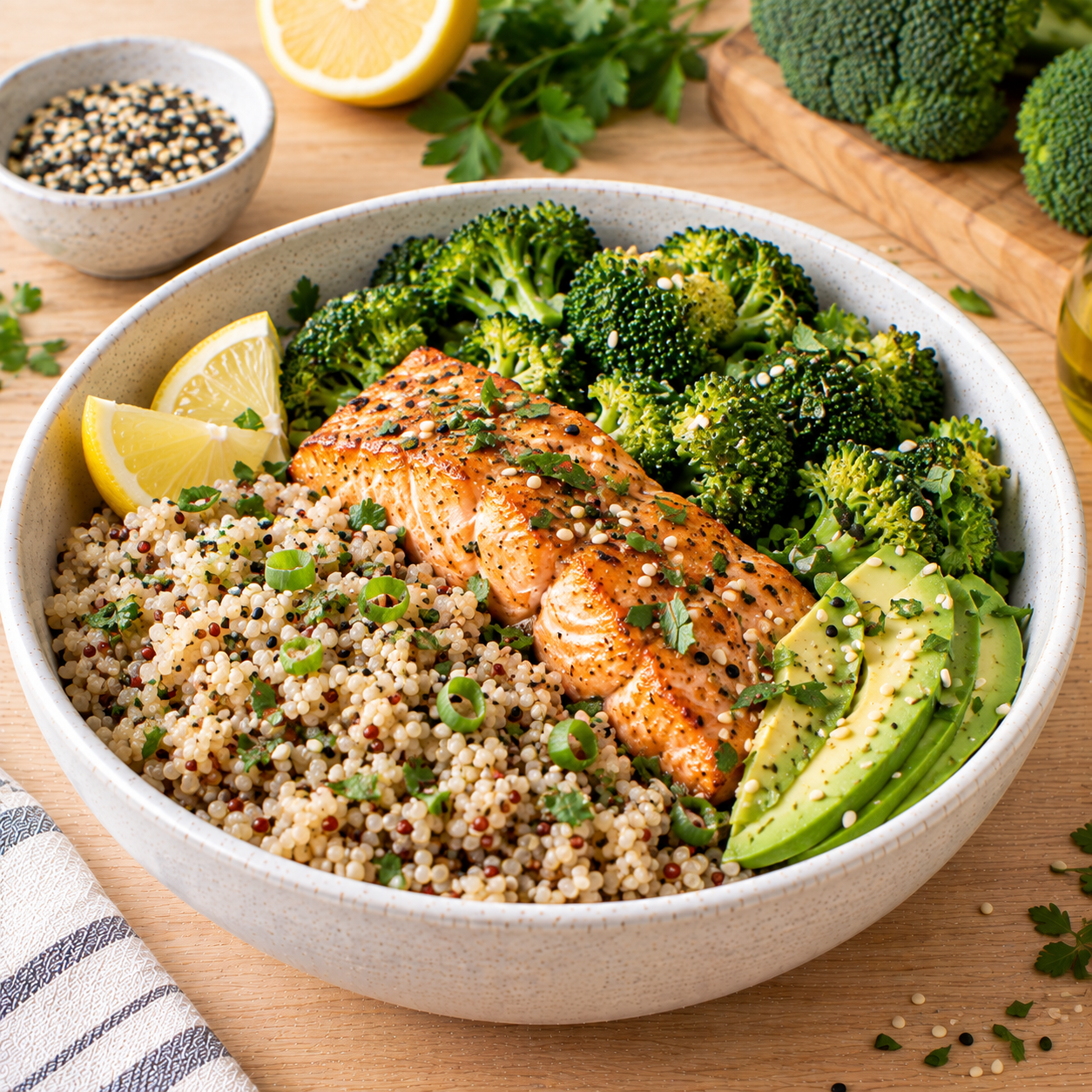 Bowl saumon-brocoli-quinoa