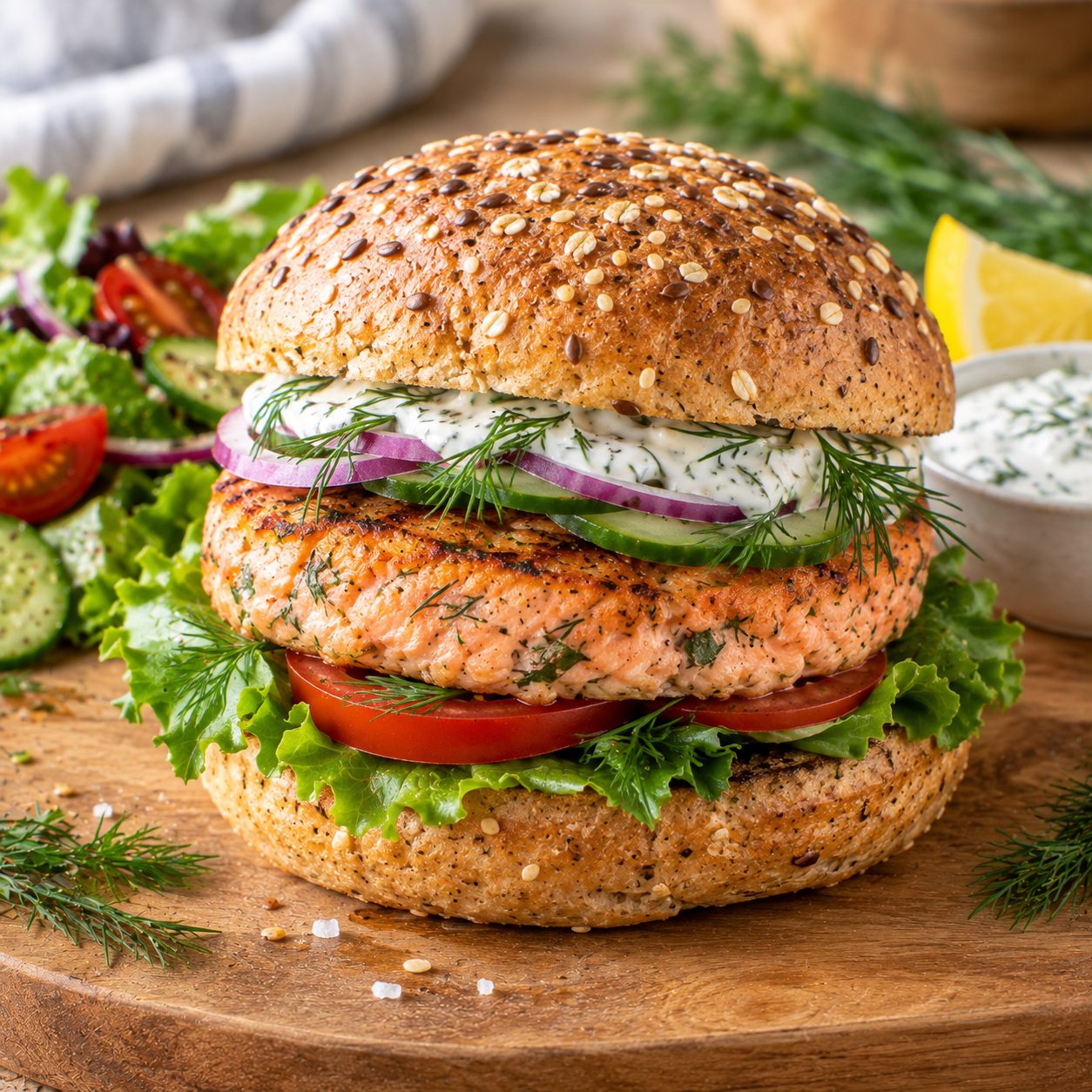 Burger de saumon & aneth