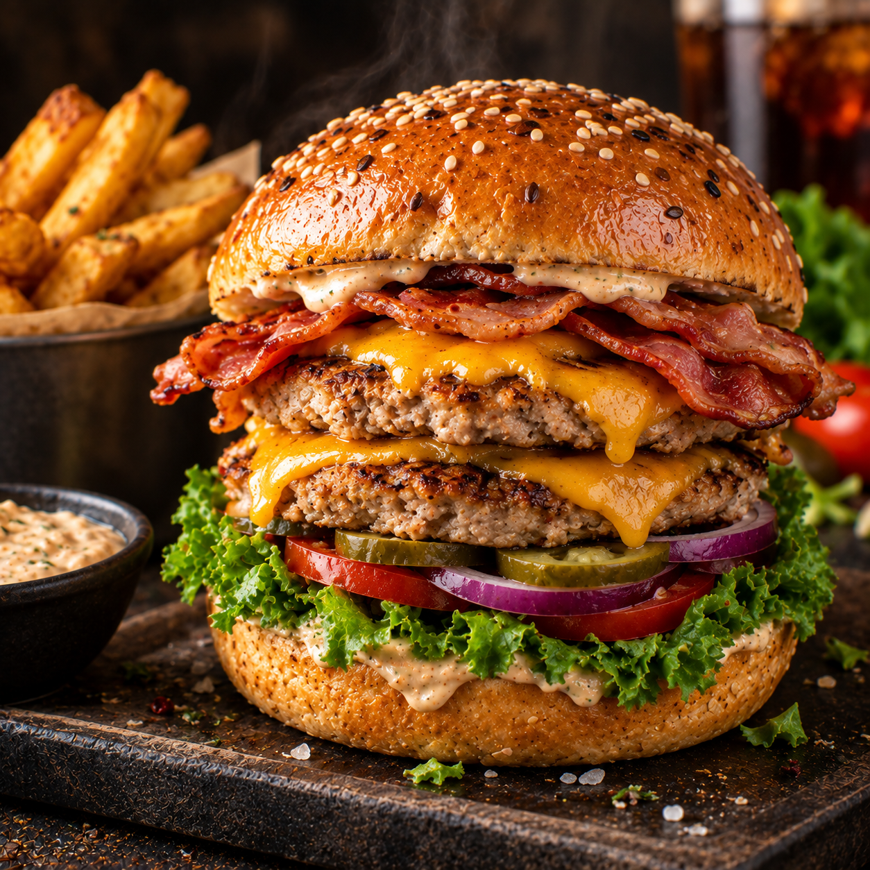 Burger double dinde & bacon de dinde
