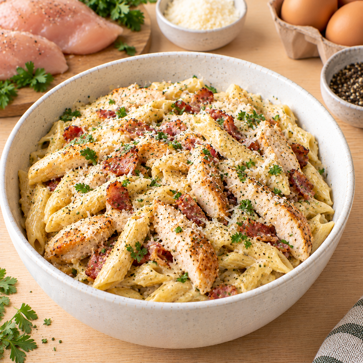 Carbonara allégée au poulet