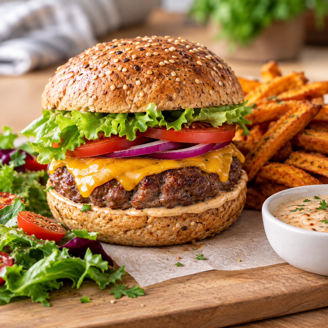 Cheeseburger de bœuf allégé