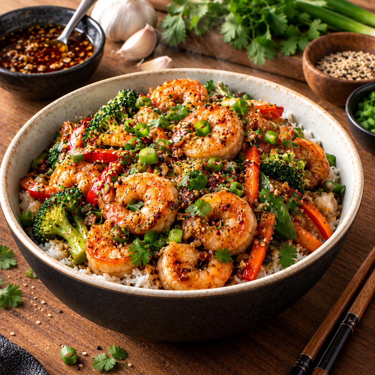 Crevettes sautées à l'ail (Chine)