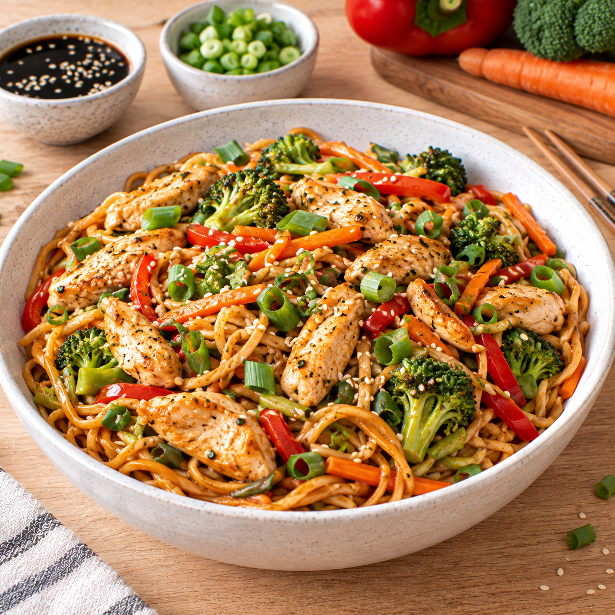 Nouilles sautées au poulet