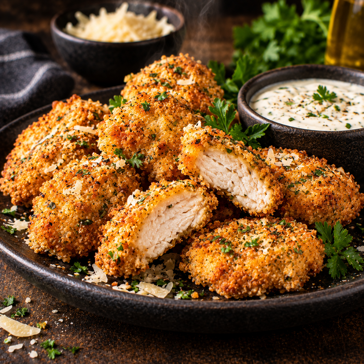 Nuggets poulet parmesan-herbes