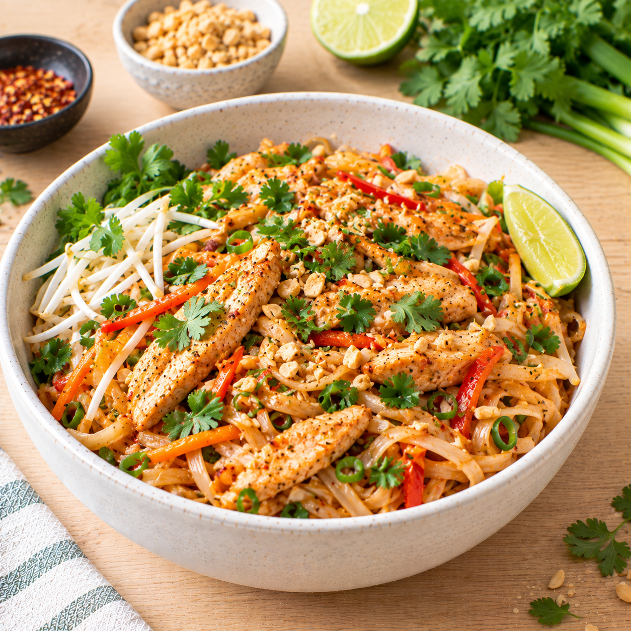 Pad thaï léger au poulet