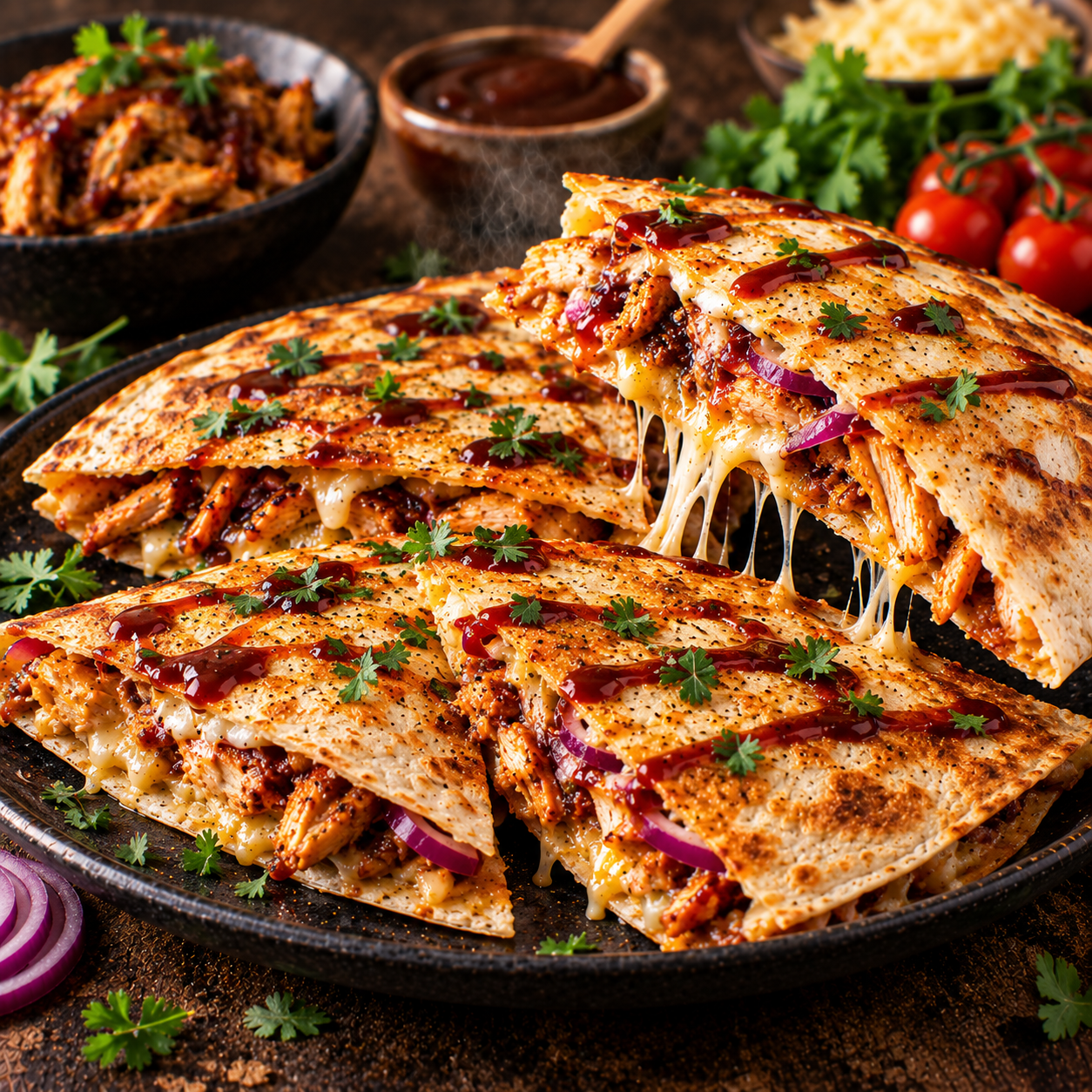 Pizza tortilla poulet BBQ
