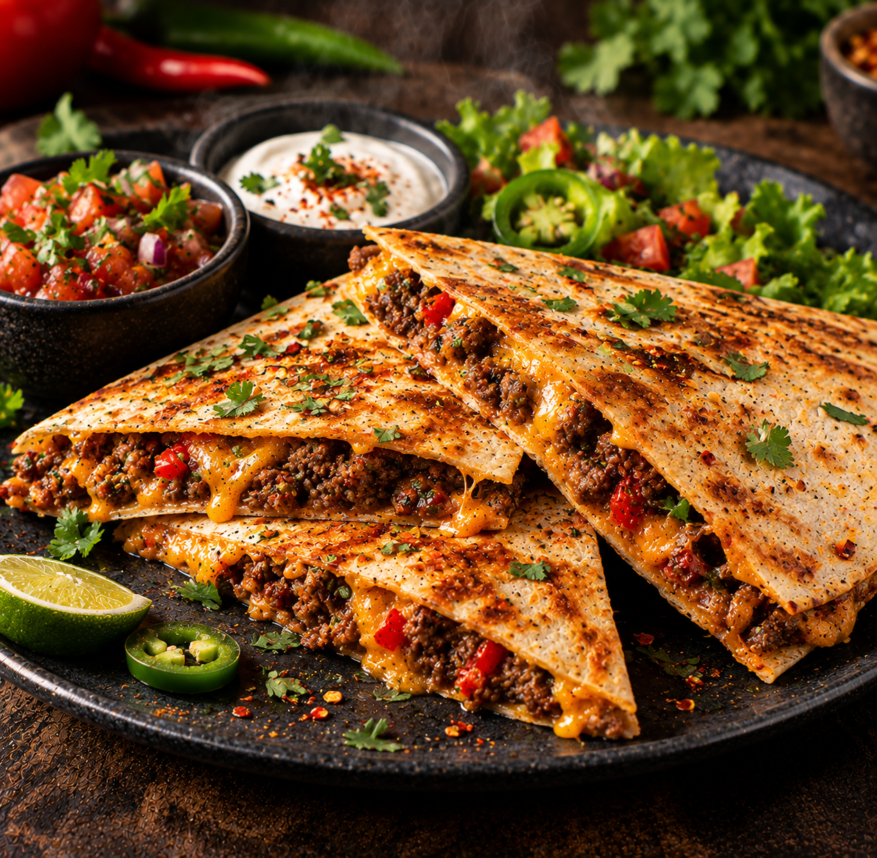 Quesadilla bœuf haché épicé