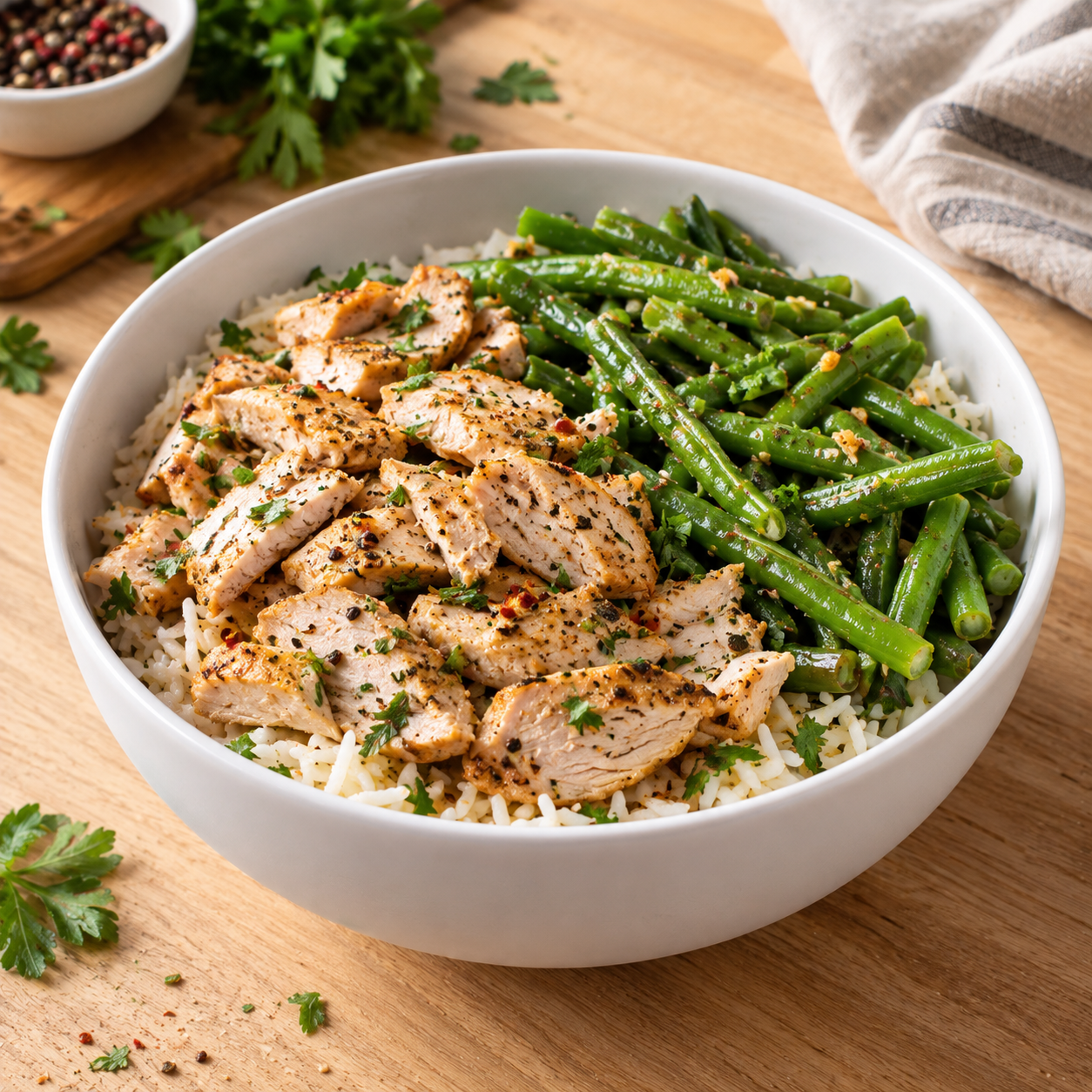 Riz dinde & haricots verts