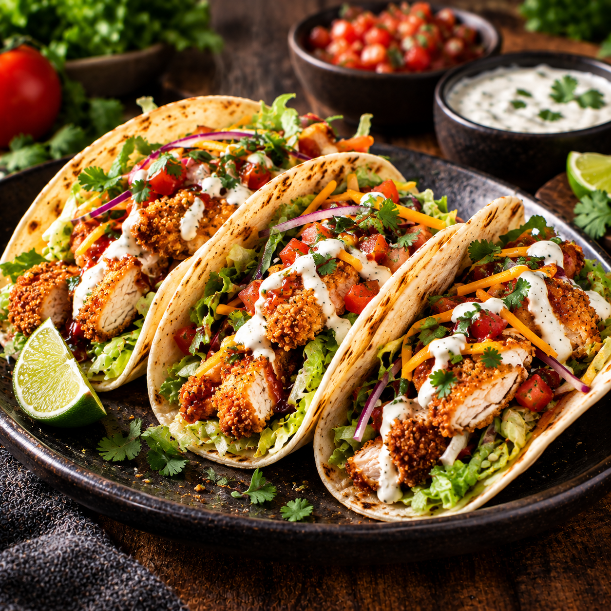 Tacos de poulet croustillant