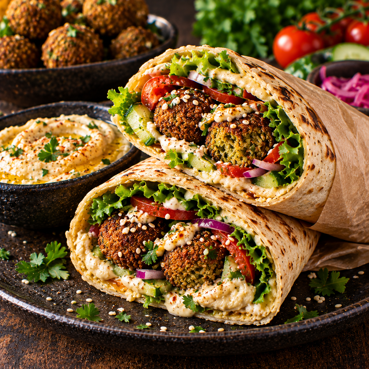 Wrap houmous-falafel